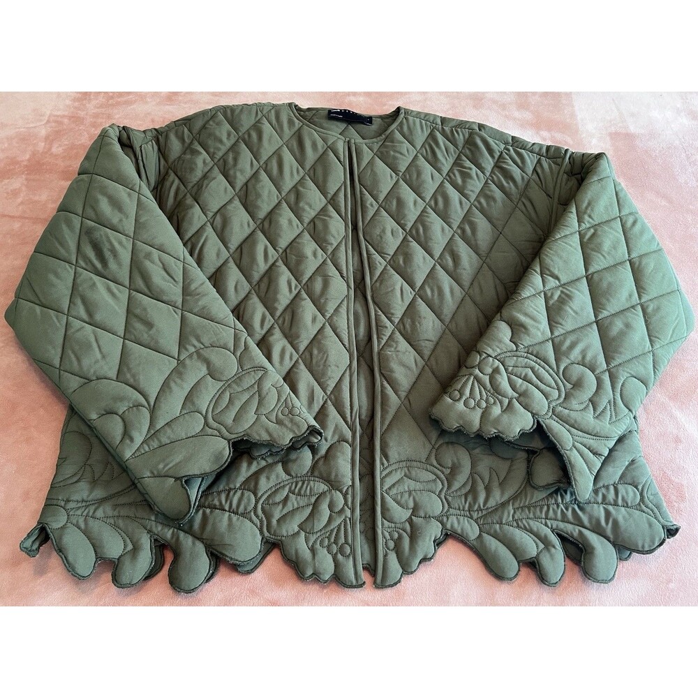 ASOS DESIGN Cut Work Quilted Jacket -Olive Khaki Womens S Small 4 6 - Picture 5 of 12